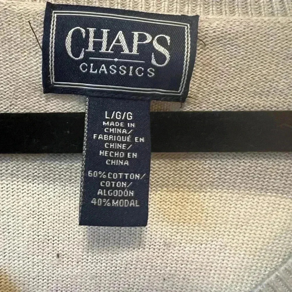 Vintage Chaps grey cream sweater large - Picture 4 of 4